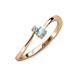 3 - Lucie 4.10 mm Bold Round Aquamarine and Lab Grown Diamond 2 Stone Promise Ring 