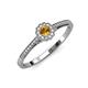3 - Jesenia Prima Round Citrine and Diamond 0.50 ctw Floral Halo Promise Ring 