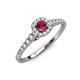 3 - Florence Prima Ruby and Diamond Halo Engagement Ring 