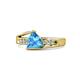 1 - Medora 7.00 mm Trillion Cut Blue Topaz and Diamond Engagement Ring 