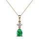 1 - Zaila Pear Cut Emerald and Diamond Two Stone Pendant 