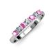 2 - Reina 3.00 mm Pink Sapphire and Lab Grown Diamond 7 Stone Wedding Band 