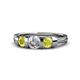 1 - Raea 1.10 ctw Lab Grown Diamond and Yellow Diamond Three Stone Engagement Ring 