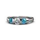 1 - Raea 1.16 ctw Lab Grown Diamond and London Blue Topaz Three Stone Engagement Ring 