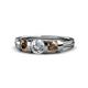 1 - Raea 1.07 ctw Lab Grown Diamond and Smoky Quartz Three Stone Engagement Ring 