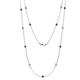 1 - Lien (13 Stn/3mm) Red Garnet and Lab Grown Diamond on Cable Necklace 