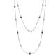 1 - Lien (13 Stn/3mm) Blue Diamond and Lab Grown Diamond on Cable Necklace 