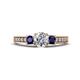 1 - Valene Lab Grown Diamond and Blue Sapphire Three Stone Engagement Ring 