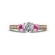 1 - Valene Lab Grown Diamond and Pink Sapphire Three Stone Engagement Ring 
