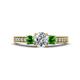 1 - Valene Lab Grown Diamond and Green Garnet Three Stone Engagement Ring 