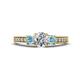1 - Valene Lab Grown Diamond and Aquamarine Three Stone Engagement Ring 
