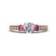 1 - Valene Lab Grown Diamond and Pink Tourmaline Three Stone Engagement Ring 