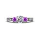 1 - Valene Lab Grown Diamond and Amethyst Three Stone Engagement Ring 