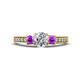 1 - Valene Lab Grown Diamond and Amethyst Three Stone Engagement Ring 