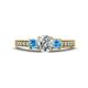 1 - Valene Lab Grown Diamond and Blue Topaz Three Stone Engagement Ring 
