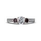 1 - Valene Lab Grown Diamond and Red Garnet Three Stone Engagement Ring 