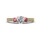 1 - Valene Lab Grown Diamond and Rhodolite Garnet Three Stone Engagement Ring 