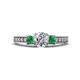 1 - Valene Lab Grown Diamond and Emerald Three Stone Engagement Ring 