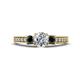 1 - Valene Black and White Lab Grown Diamond Three Stone Engagement Ring 