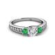 2 - Valene Lab Grown Diamond and Emerald Three Stone Engagement Ring 