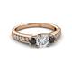 2 - Valene Black and White Lab Grown Diamond Three Stone Engagement Ring 