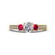1 - Valene Lab Grown Diamond and Ruby Three Stone Engagement Ring 