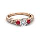 2 - Valene Lab Grown Diamond and Ruby Three Stone Engagement Ring 