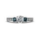 1 - Valene Lab Grown Diamond and London Blue Topaz Three Stone Engagement Ring 