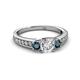 2 - Valene Lab Grown Diamond and London Blue Topaz Three Stone Engagement Ring 