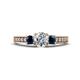 1 - Valene Blue and White Lab Grown Diamond Three Stone Engagement Ring 