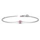 1 - Alys (3mm) Round Pink Tourmaline Solitaire Station Minimalist Bracelet 