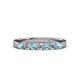 3 - Fiala 2.70 mm Aquamarine and Lab Grown Diamond 7 Stone Wedding Band 