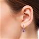 2 - Ilona (5mm) Round Amethyst and Diamond Halo Dangling Earrings 