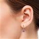 2 - Ilona (5mm) Round Rhodolite Garnet and Diamond Halo Dangling Earrings 