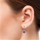 2 - Ilona (6mm) Round Iolite and Diamond Halo Dangling Earrings 
