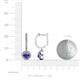 3 - Ilona (5mm) Round Iolite and Diamond Halo Dangling Earrings 