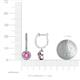 3 - Ilona (5mm) Round Lab Created Pink Sapphire and Diamond Halo Dangling Earrings 