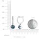 3 - Ilona (5mm) Round Blue and White Diamond Halo Dangling Earrings 