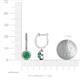 3 - Ilona (5mm) Round Emerald and Diamond Halo Dangling Earrings 