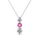 1 - Kesha 0.76 ctw Round Pink Sapphire and Lab Grown Diamond Graduated Three Stone Drop Pendant 