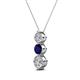 2 - Kesha (4.2mm) Round Blue Sapphire and Lab Grown Diamond Graduated Three Stone Drop Pendant 