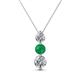 1 - Kesha (4.2mm) Round Emerald and Lab Grown Diamond Graduated Three Stone Drop Pendant 