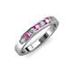 3 - Kathiryn 3.00 mm Pink Sapphire and Lab Grown Diamond 7 Stone Wedding Band 