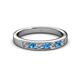 2 - Kathiryn 3.00 mm Blue Topaz and Lab Grown Diamond 7 Stone Wedding Band 