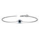 1 - Alys (4mm) Round Blue Diamond Solitaire Station Minimalist Bracelet 