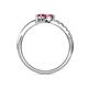 5 - Nicia Pink Sapphire and Ruby with Side Diamonds Bypass Ring 