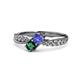 1 - Nicia Tanzanite and Emerald with Side Diamonds Bypass Ring 