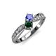 4 - Nicia Tanzanite and Emerald with Side Diamonds Bypass Ring 