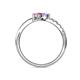 5 - Nicia Tanzanite and Pink Sapphire with Side Diamonds Bypass Ring 