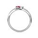 5 - Nicia White Sapphire and Ruby with Side Diamonds Bypass Ring 